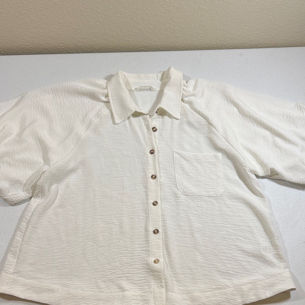mittoshop Cream Collar Button-Up Top
